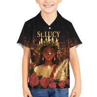 Happy St. Lucy Family Matching Off Shoulder Short Dress and Hawaiian Shirt Light of Christ - Wonder Print Shop