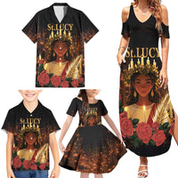 Happy St. Lucy Family Matching Summer Maxi Dress and Hawaiian Shirt Light of Christ - Wonder Print Shop