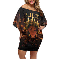 Happy St. Lucy Off Shoulder Short Dress Light of Christ - Wonder Print Shop
