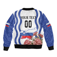 Custom Slovenia Independence Day Bomber Jacket The Olm With Carnation Flowers - Wonder Print Shop