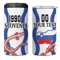 Custom Slovenia Independence Day 4 in 1 Can Cooler Tumbler The Olm With Carnation Flowers - Wonder Print Shop