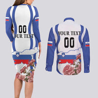 Custom Slovenia Independence Day Couples Matching Long Sleeve Bodycon Dress and Long Sleeve Button Shirt The Olm With Carnation Flowers - Wonder Print Shop