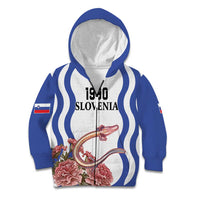 Custom Slovenia Independence Day Kid Hoodie The Olm With Carnation Flowers - Wonder Print Shop