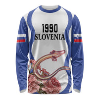 Custom Slovenia Independence Day Long Sleeve Shirt The Olm With Carnation Flowers - Wonder Print Shop