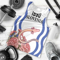 Custom Slovenia Independence Day Men Tank Top The Olm With Carnation Flowers - Wonder Print Shop