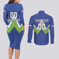 Custom Slovenia Football Couples Matching Long Sleeve Bodycon Dress and Long Sleeve Button Shirt Lipizzaner Horse Sport Style - Wonder Print Shop