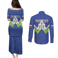 Custom Slovenia Football Couples Matching Puletasi and Long Sleeve Button Shirt Lipizzaner Horse Sport Style - Wonder Print Shop