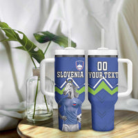 Custom Slovenia Football Tumbler With Handle Lipizzaner Horse Sport Style - Wonder Print Shop