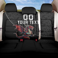Custom Wales Rugby Back Car Seat Cover Welsh Dragon Mascot Black Version