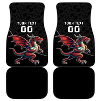Custom Wales Rugby Car Mats Welsh Dragon Mascot Black Version