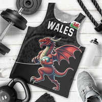 Custom Wales Rugby Men Tank Top Welsh Dragon Mascot Black Version - Wonder Print Shop