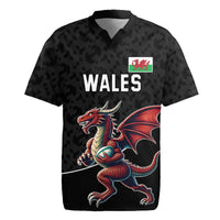 Custom Wales Rugby Rugby Jersey Welsh Dragon Mascot Black Version - Wonder Print Shop