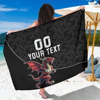 Custom Wales Rugby Sarong Welsh Dragon Mascot Black Version - Wonder Print Shop