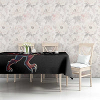 Custom Wales Rugby Tablecloth Welsh Dragon Mascot Black Version - Wonder Print Shop
