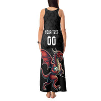Custom Wales Rugby Tank Maxi Dress Welsh Dragon Mascot Black Version - Wonder Print Shop