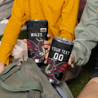 Custom Wales Rugby Tumbler Cup Welsh Dragon Mascot Black Version - Wonder Print Shop