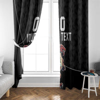 Custom Wales Rugby Window Curtain Welsh Dragon Mascot Black Version - Wonder Print Shop