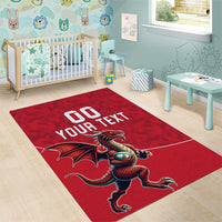 Custom Wales Rugby Area Rug Welsh Dragon Mascot Red Version