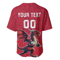Custom Wales Rugby Baseball Jersey Welsh Dragon Mascot Red Version