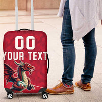 Custom Wales Rugby Luggage Cover Welsh Dragon Mascot Red Version - Wonder Print Shop
