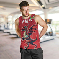 Custom Wales Rugby Men Tank Top Welsh Dragon Mascot Red Version - Wonder Print Shop