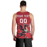 Custom Wales Rugby Men Tank Top Welsh Dragon Mascot Red Version - Wonder Print Shop
