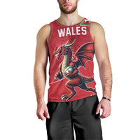 Custom Wales Rugby Men Tank Top Welsh Dragon Mascot Red Version - Wonder Print Shop