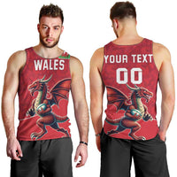 Custom Wales Rugby Men Tank Top Welsh Dragon Mascot Red Version - Wonder Print Shop