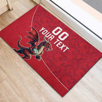 Custom Wales Rugby Rubber Doormat Welsh Dragon Mascot Red Version - Wonder Print Shop