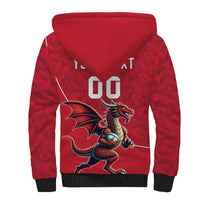 Custom Wales Rugby Sherpa Hoodie Welsh Dragon Mascot Red Version - Wonder Print Shop