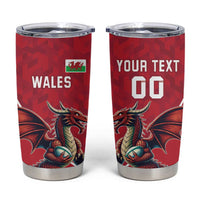 Custom Wales Rugby Tumbler Cup Welsh Dragon Mascot Red Version - Wonder Print Shop