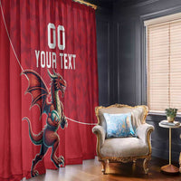 Custom Wales Rugby Window Curtain Welsh Dragon Mascot Red Version - Wonder Print Shop