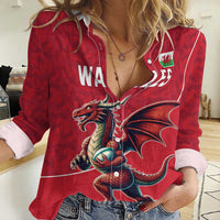 Custom Wales Rugby Women Casual Shirt Welsh Dragon Mascot Red Version - Wonder Print Shop