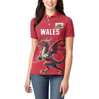 Custom Wales Rugby Women Polo Shirt Welsh Dragon Mascot Red Version - Wonder Print Shop