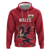 Custom Wales Rugby Zip Hoodie Welsh Dragon Mascot Red Version - Wonder Print Shop