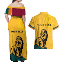 Personalized Sri Lanka Independence Day 1948 Couples Matching Off Shoulder Maxi Dress and Hawaiian Shirt Lion With Traditional Sun Face