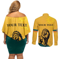 Personalized Sri Lanka Independence Day 1948 Couples Matching Off Shoulder Short Dress and Long Sleeve Button Shirt Lion With Traditional Sun Face