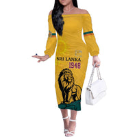 Personalized Sri Lanka Independence Day 1948 Family Matching Off The Shoulder Long Sleeve Dress and Hawaiian Shirt Lion With Traditional Sun Face