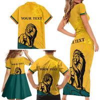 Personalized Sri Lanka Independence Day 1948 Family Matching Short Sleeve Bodycon Dress and Hawaiian Shirt Lion With Traditional Sun Face - Wonder Print Shop