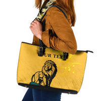 Personalized Sri Lanka Independence Day 1948 Leather Tote Bag Lion With Traditional Sun Face