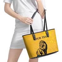 Personalized Sri Lanka Independence Day 1948 Leather Tote Bag Lion With Traditional Sun Face