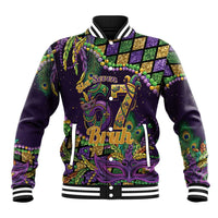 Six Seven Mardi Gras Baseball Jacket 67 Carnival Mask Beads - Wonder Print Shop