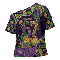 Six Seven Mardi Gras Cross Shoulder Shirt 67 Carnival Mask Beads - Wonder Print Shop