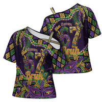 Six Seven Mardi Gras Cross Shoulder Shirt 67 Carnival Mask Beads - Wonder Print Shop