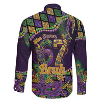 Six Seven Mardi Gras Family Matching Off The Shoulder Long Sleeve Dress and Hawaiian Shirt 67 Carnival Mask Beads - Wonder Print Shop