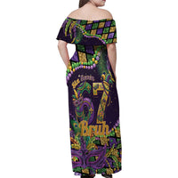 Six Seven Mardi Gras Family Matching Off Shoulder Maxi Dress and Hawaiian Shirt 67 Carnival Mask Beads - Wonder Print Shop