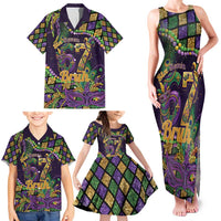 Six Seven Mardi Gras Family Matching Tank Maxi Dress and Hawaiian Shirt 67 Carnival Mask Beads - Wonder Print Shop