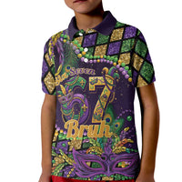Six Seven Mardi Gras Kid Polo Shirt 67 Carnival Mask Beads - Wonder Print Shop