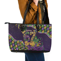 Six Seven Mardi Gras Leather Tote Bag 67 Carnival Mask Beads - Wonder Print Shop