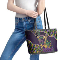 Six Seven Mardi Gras Leather Tote Bag 67 Carnival Mask Beads - Wonder Print Shop
